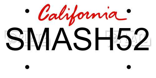SMASH52 California License Plate