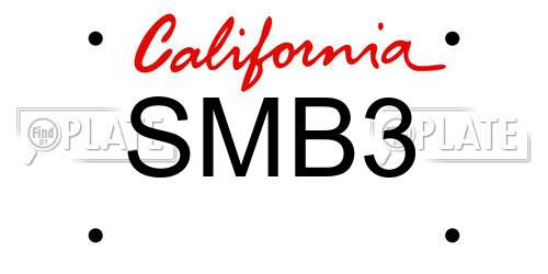 SMB3 California License Plate