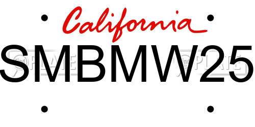 SMBMW25 California License Plate