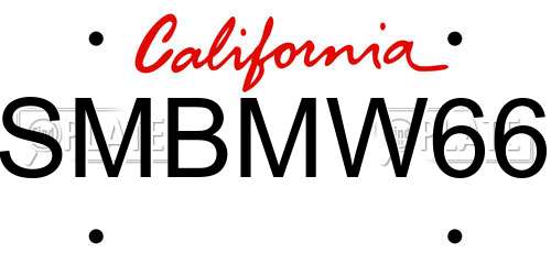 SMBMW66 California License Plate