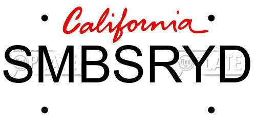 SMBSRYD California License Plate
