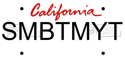 SMBTMYT California License Plate