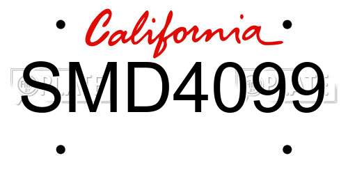 SMD4099 California License Plate