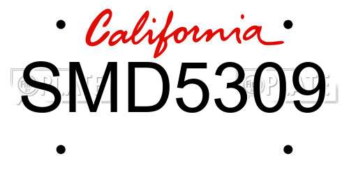 SMD5309 California License Plate