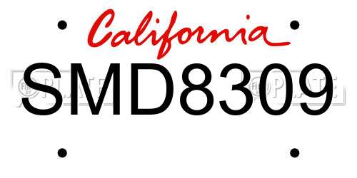 SMD8309 California License Plate