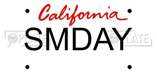SMDAY California License Plate