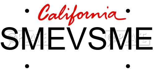 SMEVSME California License Plate