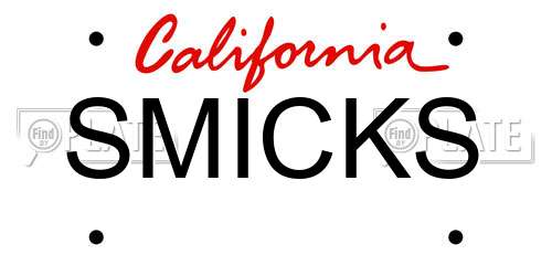 SMICKS California License Plate