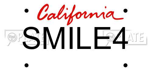 SMILE4 California License Plate