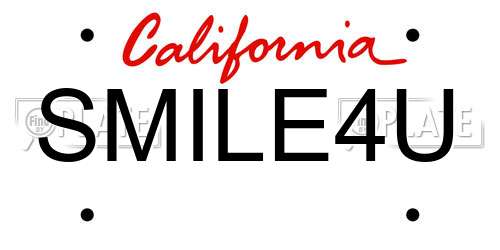SMILE4U California License Plate