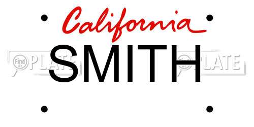 SMITH California License Plate