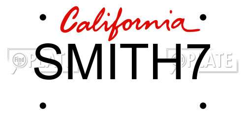 SMITH7 California License Plate