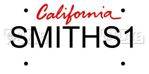 SMITHS1 California License Plate