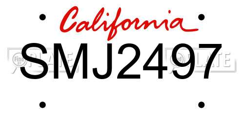 SMJ2497 California License Plate