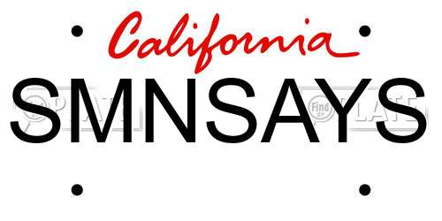 SMNSAYS California License Plate