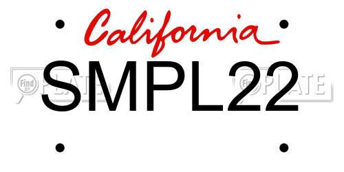 SMPL22 California License Plate