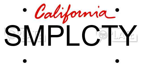 SMPLCTY California License Plate