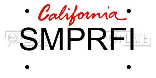 SMPRFI California License Plate