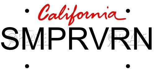 SMPRVRN California License Plate