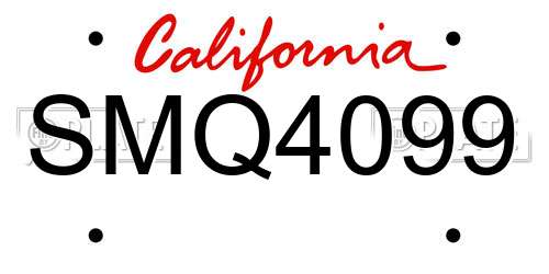 SMQ4099 California License Plate