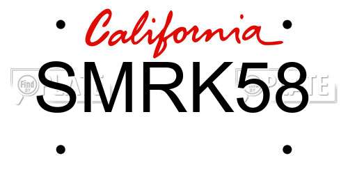 SMRK58 California License Plate