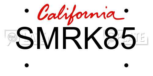 SMRK85 California License Plate