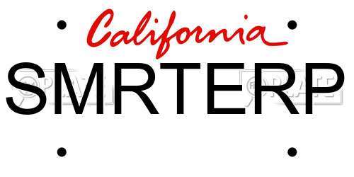 SMRTERP California License Plate