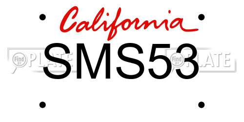 SMS53 California License Plate