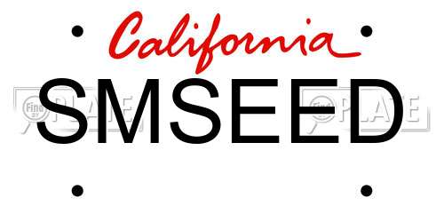 SMSEED California License Plate