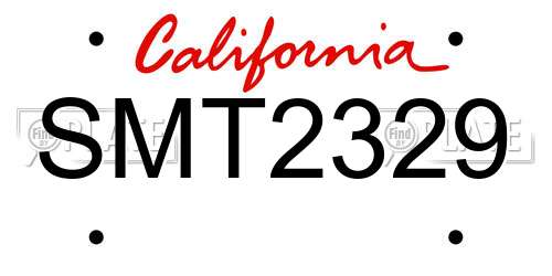 SMT2329 California License Plate