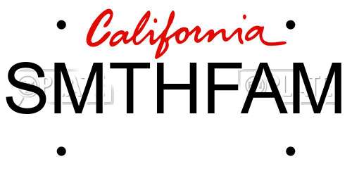 SMTHFAM California License Plate