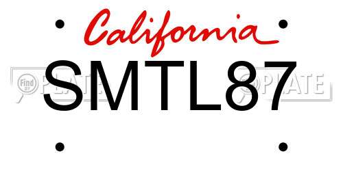 SMTL87 California License Plate