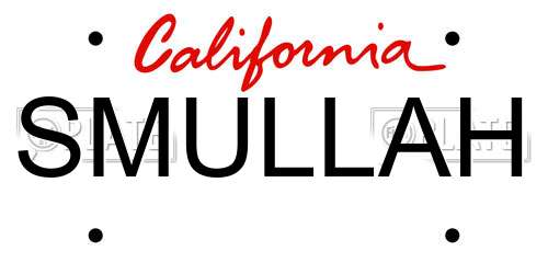 SMULLAH California License Plate