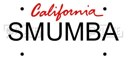 SMUMBA California License Plate