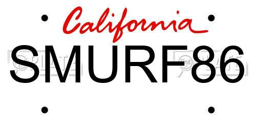 SMURF86 California License Plate