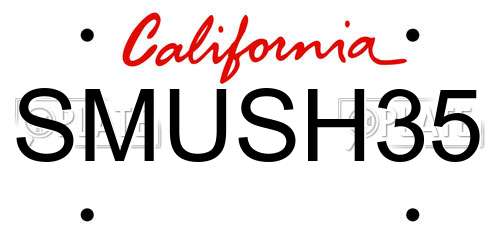 SMUSH35 California License Plate