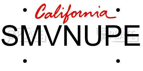 SMVNUPE California License Plate