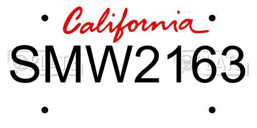SMW2163 California License Plate
