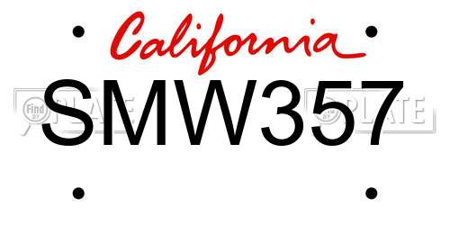 SMW357 California License Plate