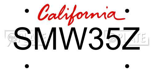 SMW35Z California License Plate