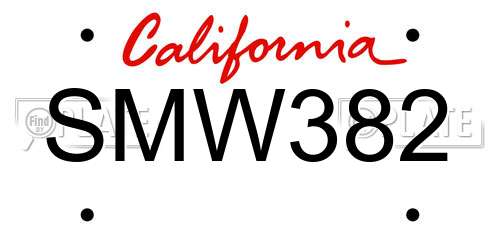 SMW382 California License Plate
