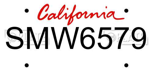 SMW6579 California License Plate