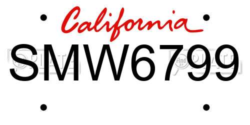 SMW6799 California License Plate