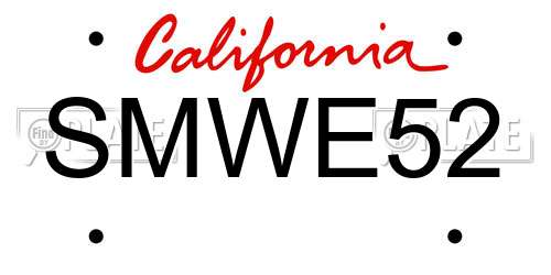 SMWE52 California License Plate