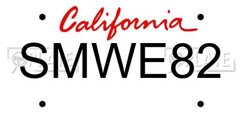 SMWE82 California License Plate
