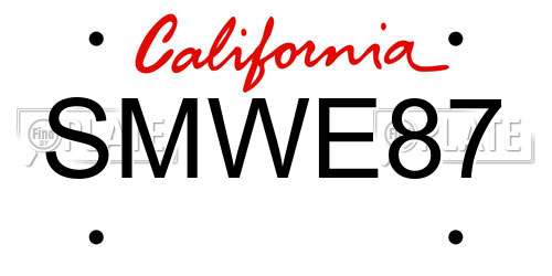 SMWE87 California License Plate
