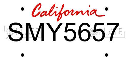 SMY5657 California License Plate