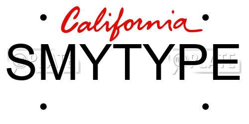 SMYTYPE California License Plate