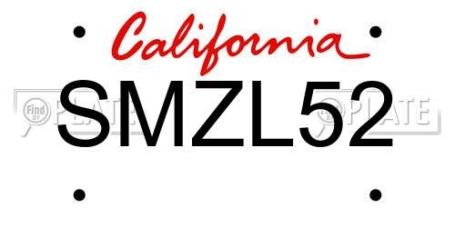 SMZL52 California License Plate