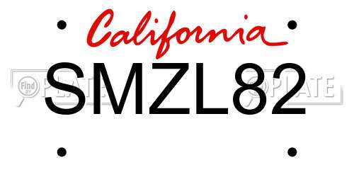 SMZL82 California License Plate